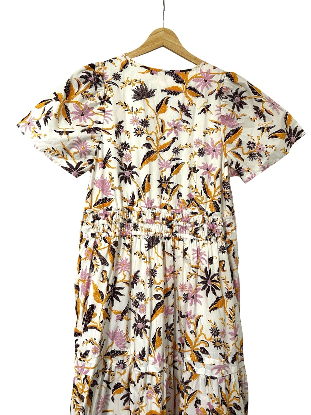 Anthropologie Somerset Maxi Dress 100% Cotton Size M Tiered V Neck Short Sleeve - Picture 10 of 12